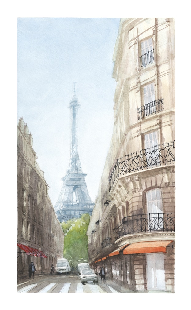 Paris Kunstdruck Eiffelturm Aquarell
